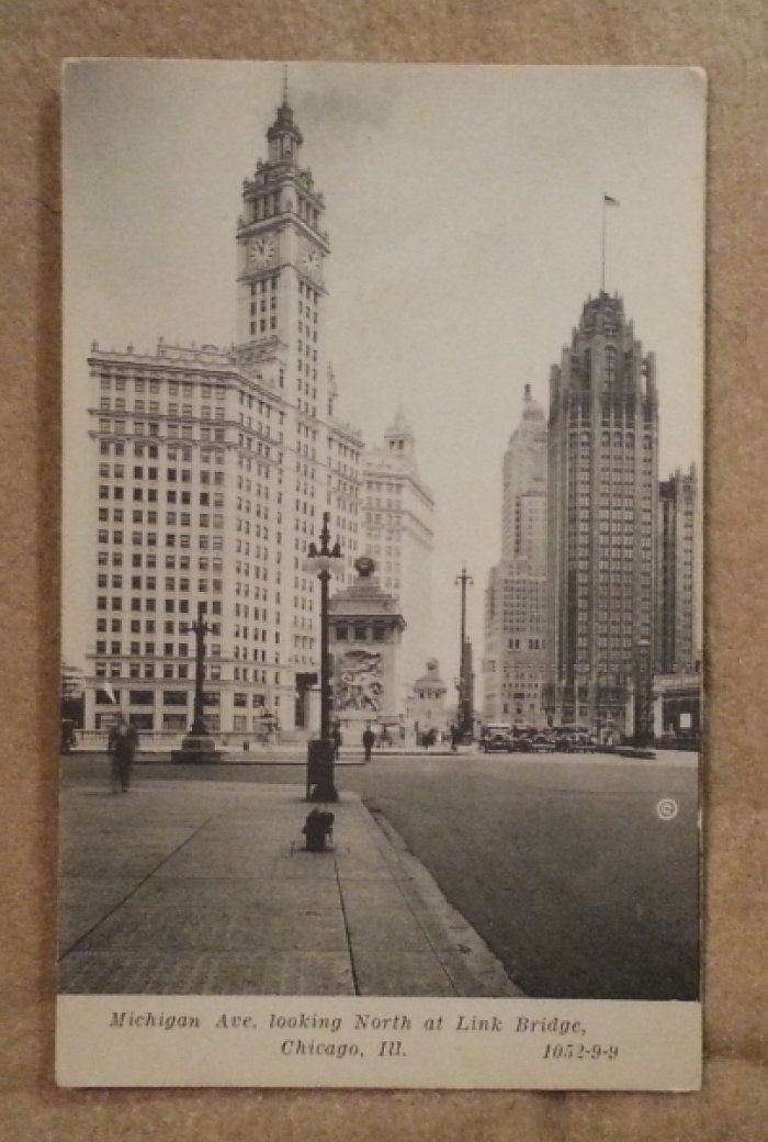 Michigan Ave. looking North at Link Bridge, Chicago. Открытка