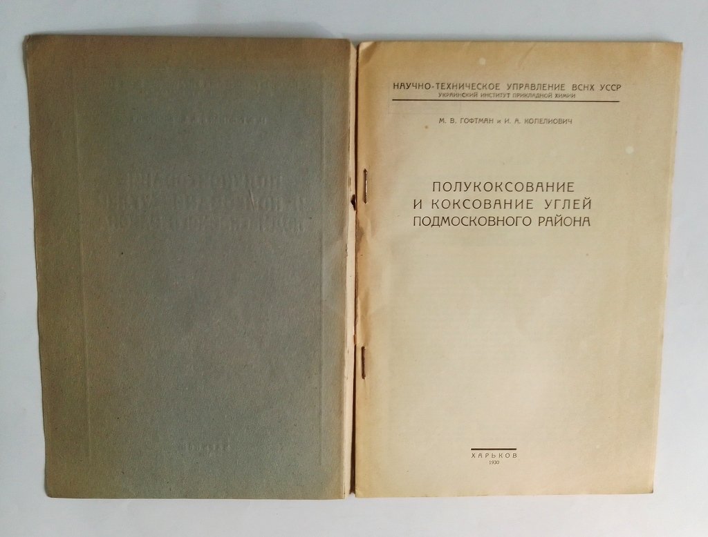 Гофтман, М.В., Копелиович, И.А. Полукоксование и коксование углей Подмосковного района.
