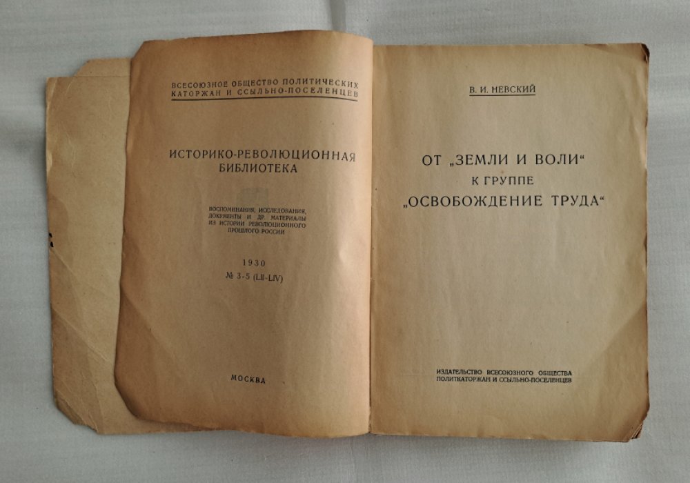 Невский В.И. От Земли и Воли к группе Освобождение труда.