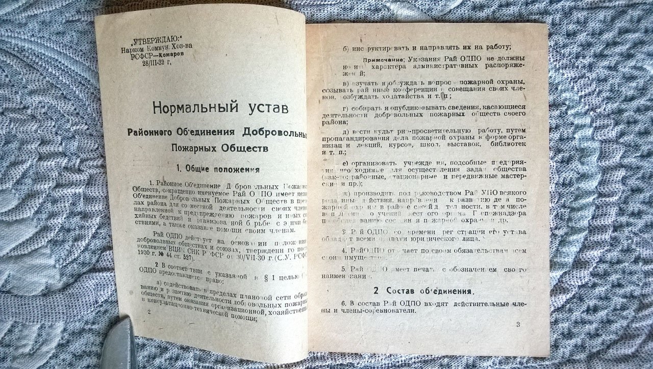 Нормальный устав Районного объединения добровольных пожарных обществ.