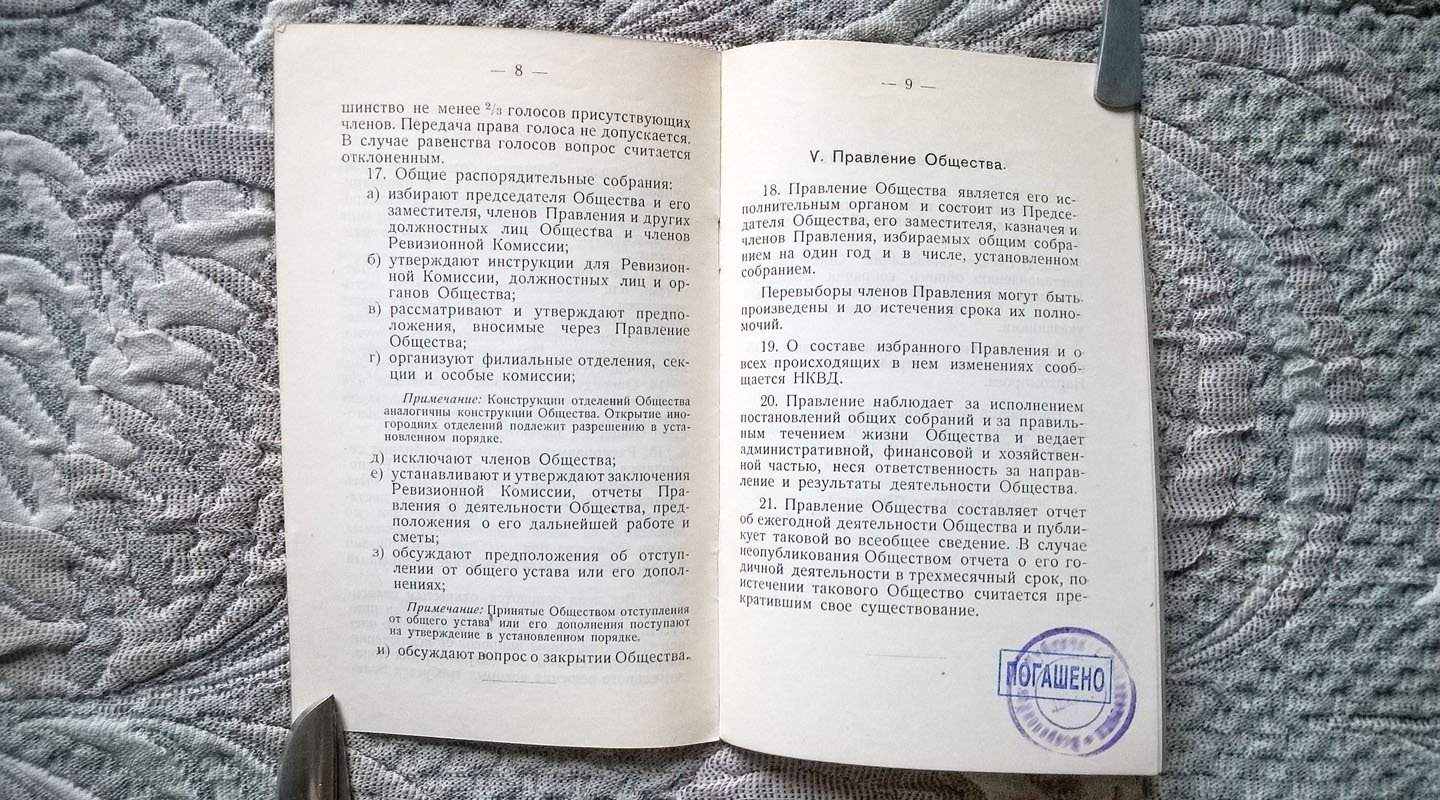 Устав научно-технического общества электриков при Ленинградском электротехническом институте им. В.И. Ульянова (Ленина).