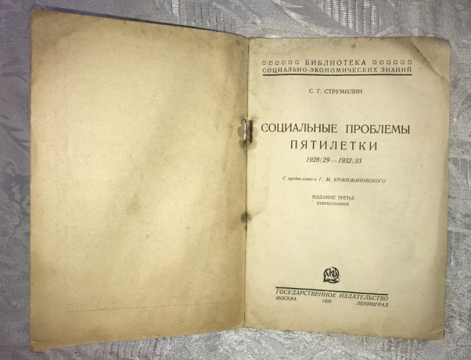 Струмилин С.Г. Социальные проблемы пятилетки 1928/29-1932/33.