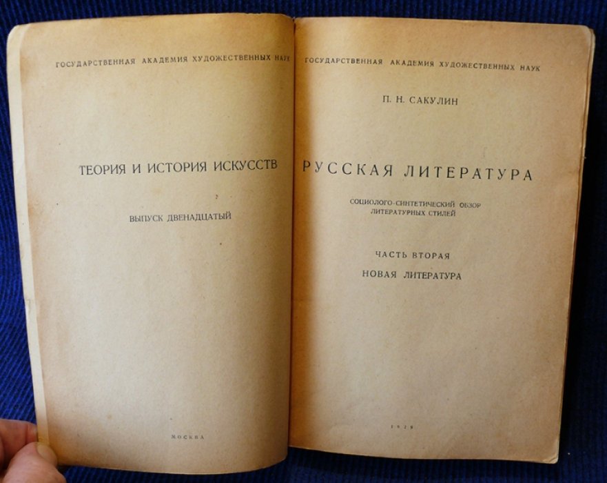 Сакулин П.Н. Русская литература. Социолого-синтетический обзор литературных стилей. В 2-х частях. Часть вторая. Новая литература.