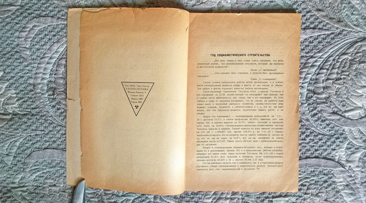Потребительская кооперация Татреспублики в 1927-28 году (Итоги годовой работы Татсоюза и его сети).