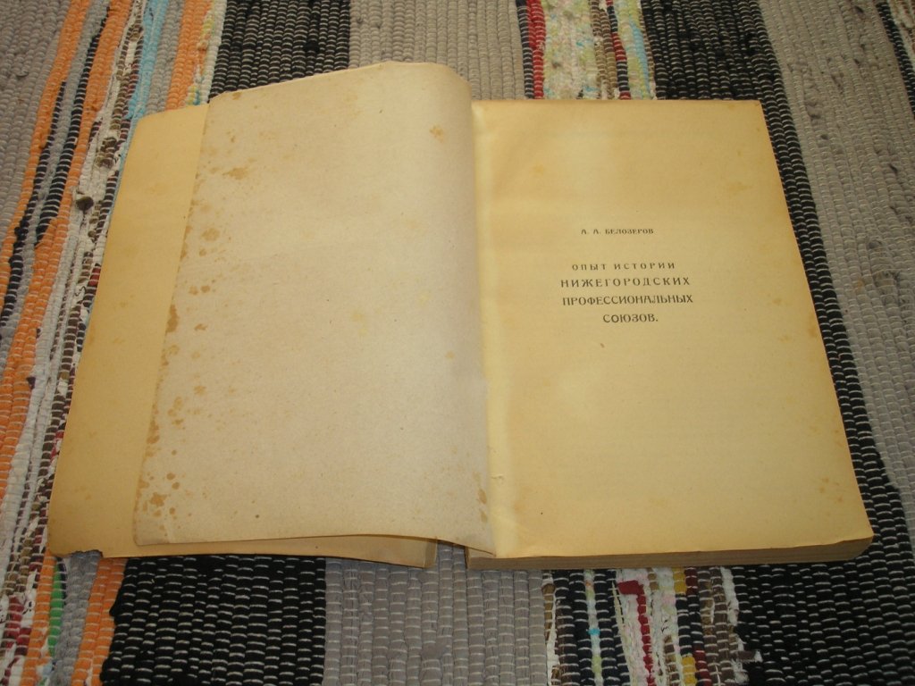 Белозеров А. Опыт истории Нижегородских профессиональных союзов. 1868 - 1906. Вып. первый.