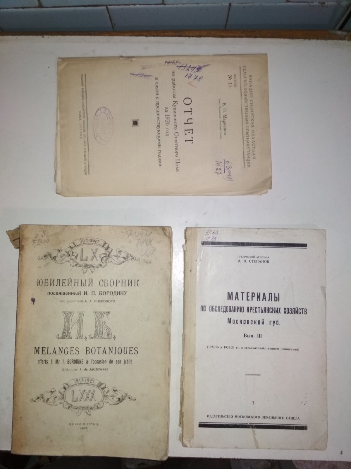 Степанов И.П. Материалы по обследованию крестьянских хозяйств Московской губ.