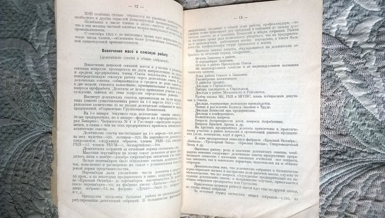 Отчет Московского губотдела Всероссийского союза рабочих пищевой и вкусовой промышленности о деятельности с 1 апреля 1923 г. по 1 апреля 1924 г.: К IV губернскому съезду союза.
