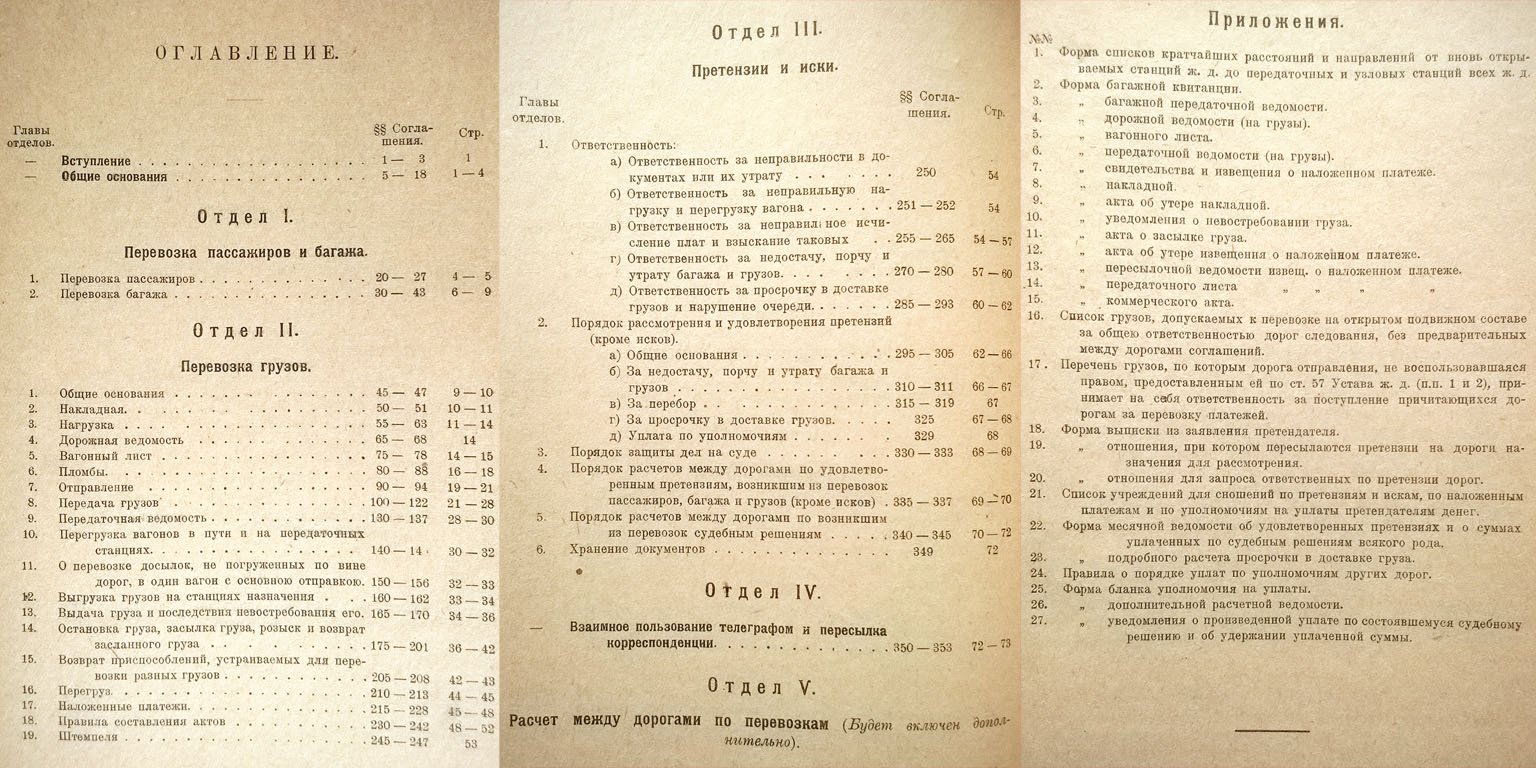 Соглашение о прямом сообщении между железными дорогами СССР, принятое на 164 Конвенционном съезде представителей железных дорог, состоявшемся в мае месяце 1924 года.