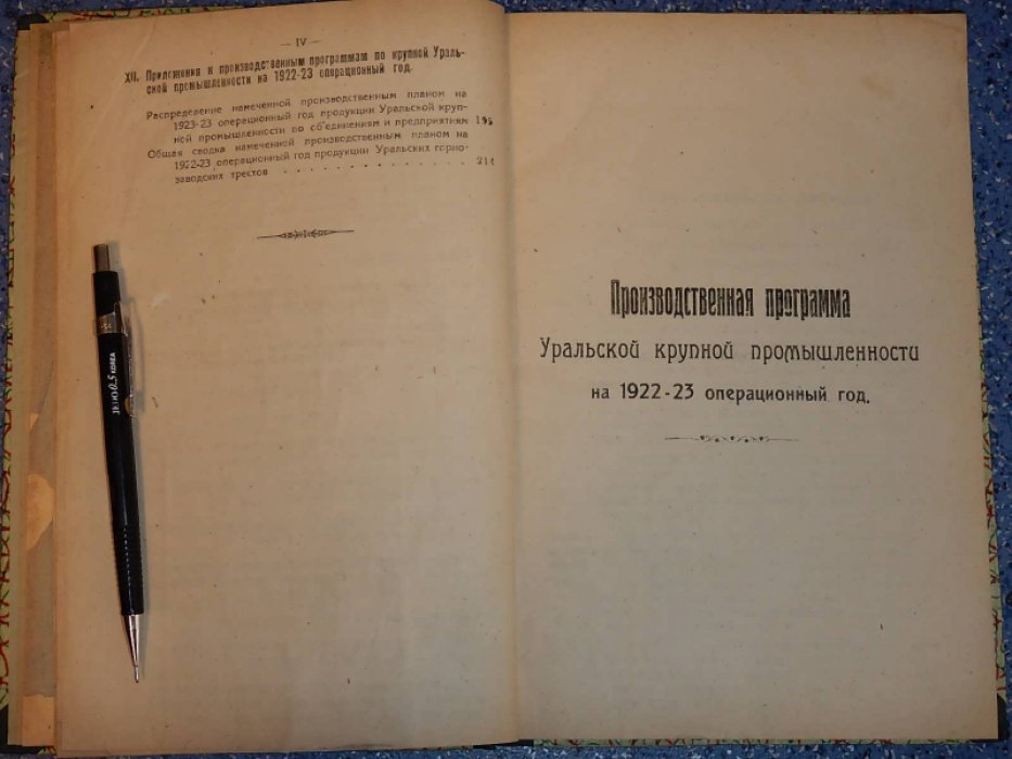 Производственная программа уральской крупной промышленности на 1922 - 23 операционный год.
