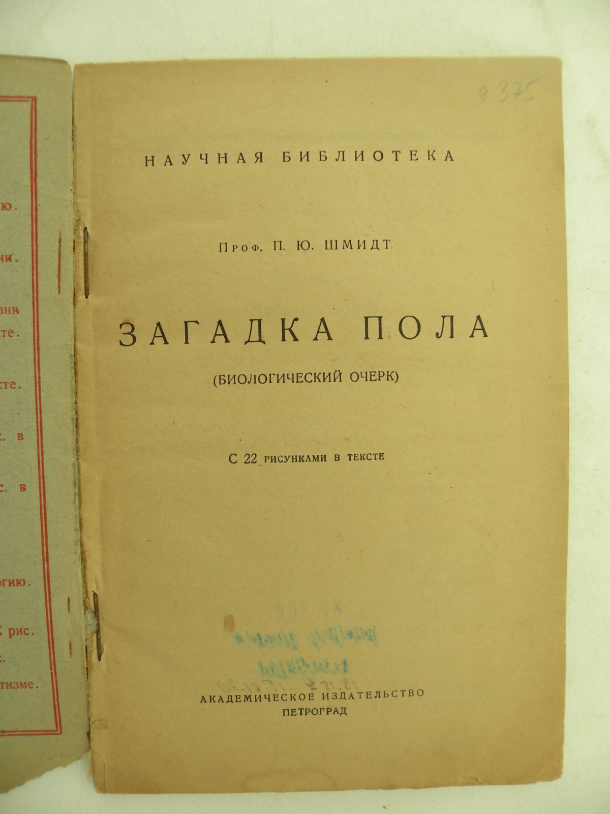 Шмидт П.Ю. (Проф.). Загадка пола.