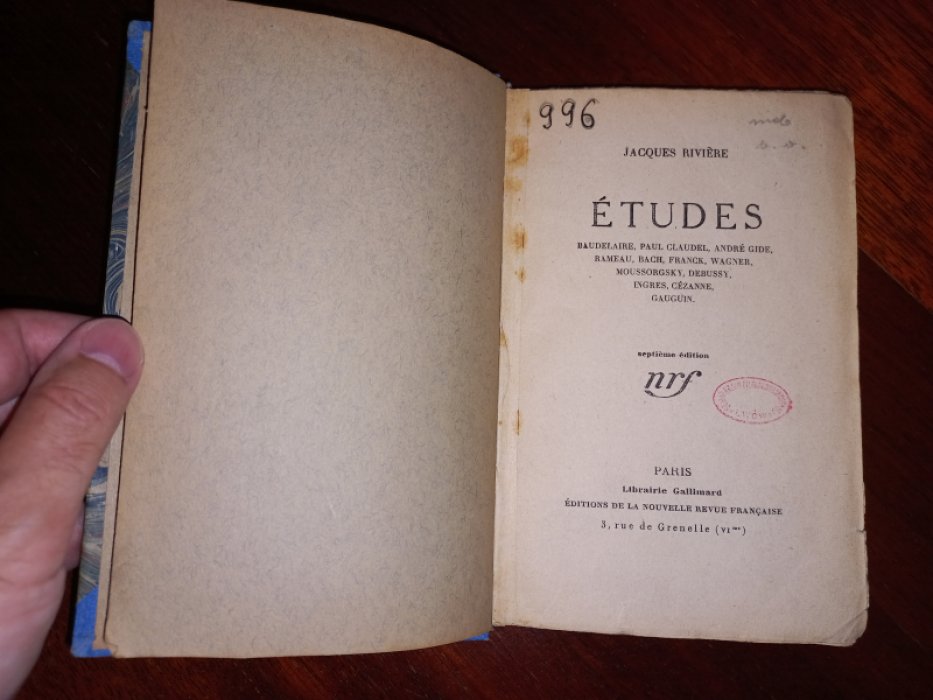 Jacques Riviere. Etudes.