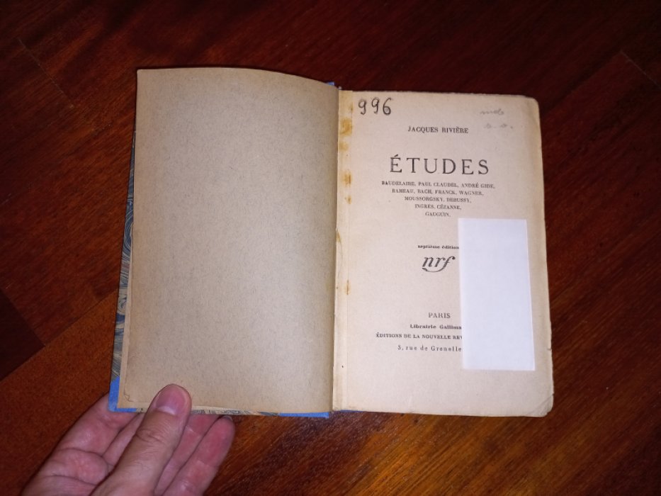 Jacques Riviere. Etudes.