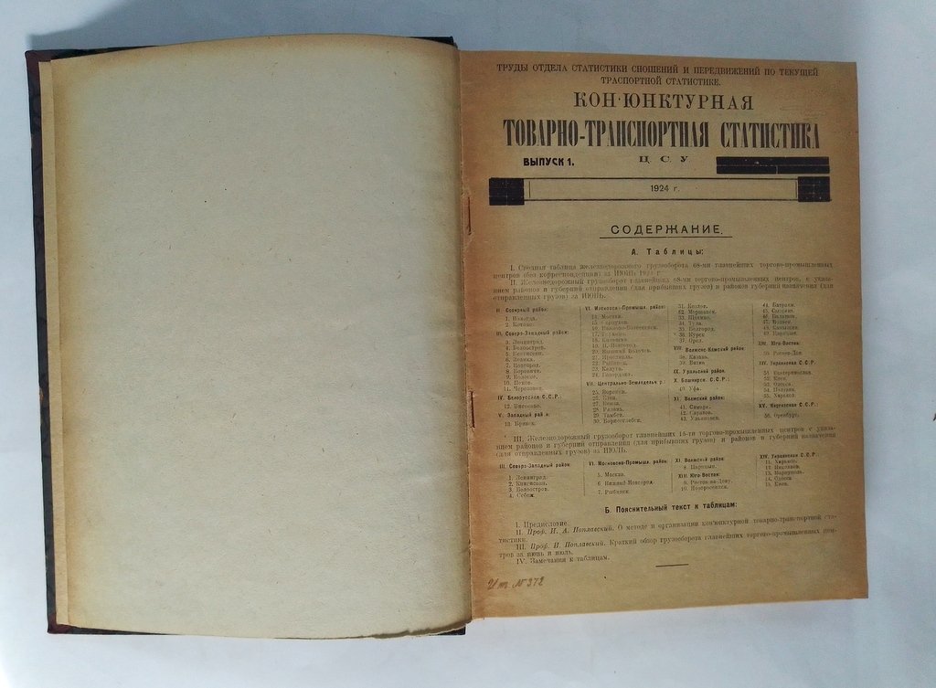 Конъюнктурная товарно-транспортная статистика.