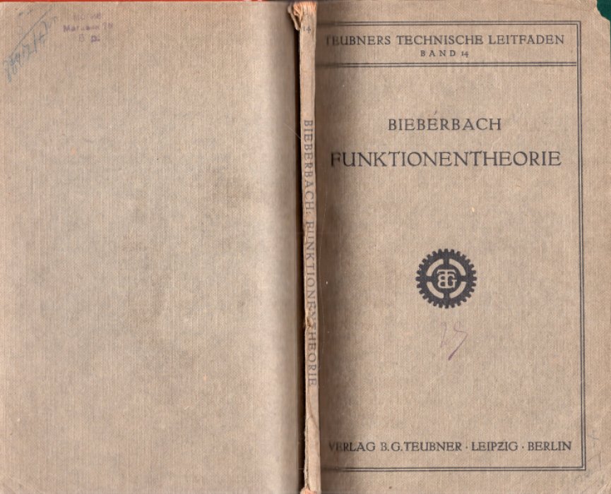 Bieberbach Ludwig. Funktionentheorie (Теория функций комплексного распределения (комплЕксный анализ)).