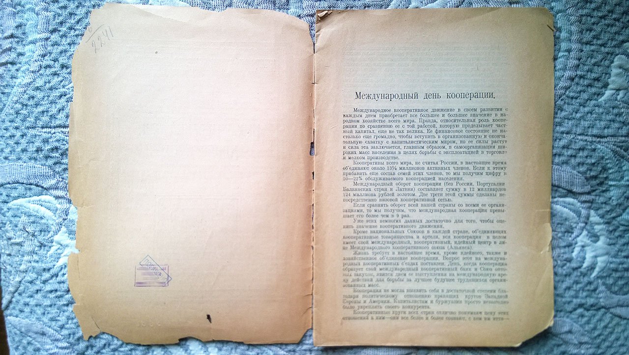 Тихомиров В.А. Международный день кооперации.