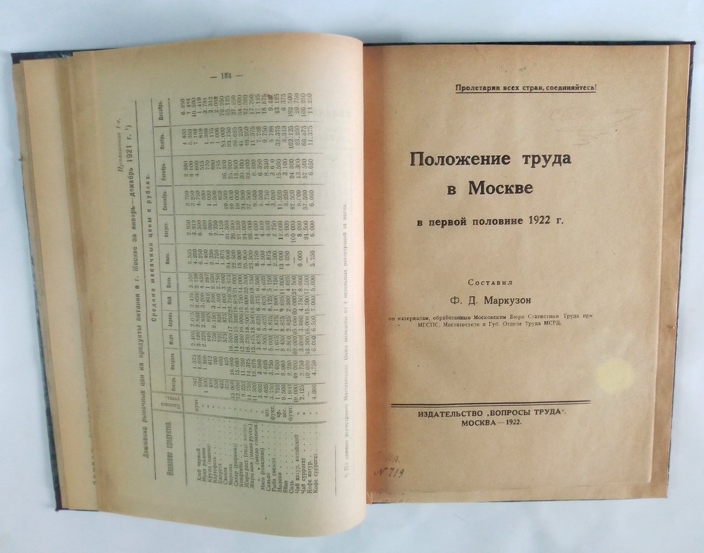 Положение труда в г. Москве в 1921 г.