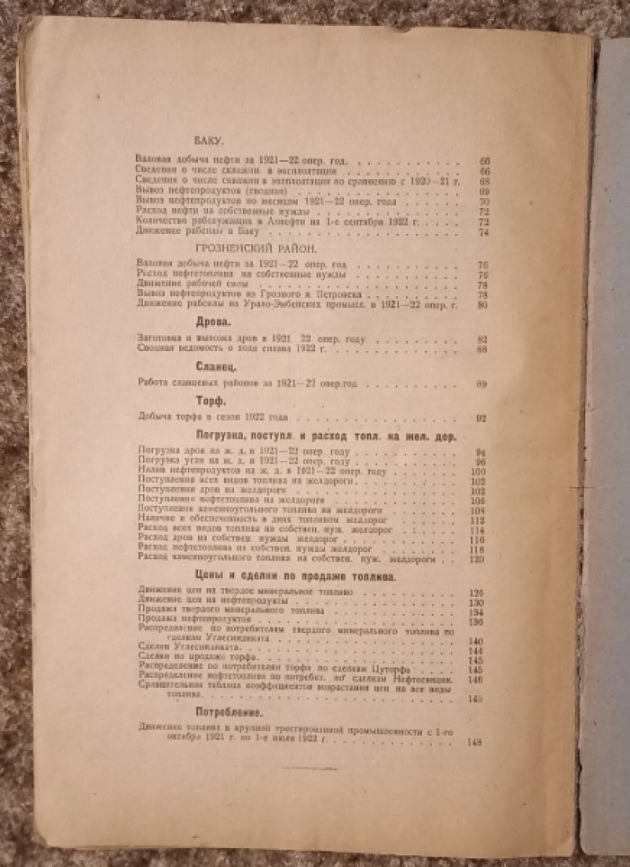 Топливодобыча и топливоснабжение в 1921-1922 операционном году. Месячные итоги и общий обзор топливной работы.