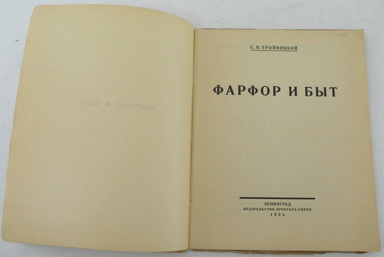 Тройницкий С.Н. Фарфор и быт.