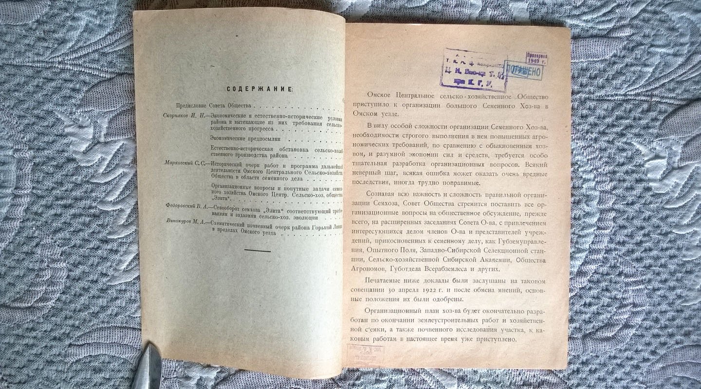 К организационным вопросам семенного хозяйства Омского центрального сельско-хозяйственного общества «Элита».