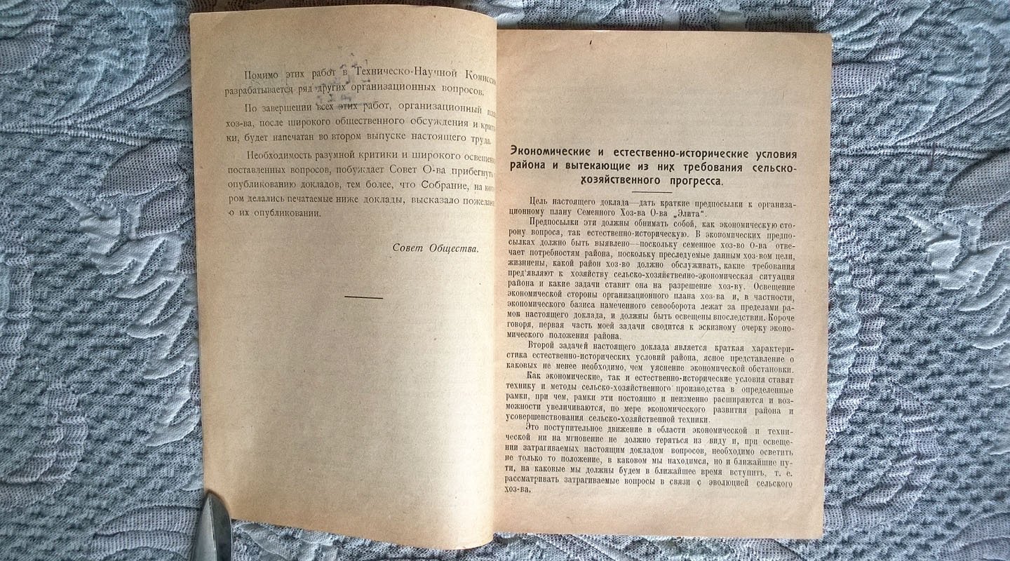 К организационным вопросам семенного хозяйства Омского центрального сельско-хозяйственного общества «Элита».