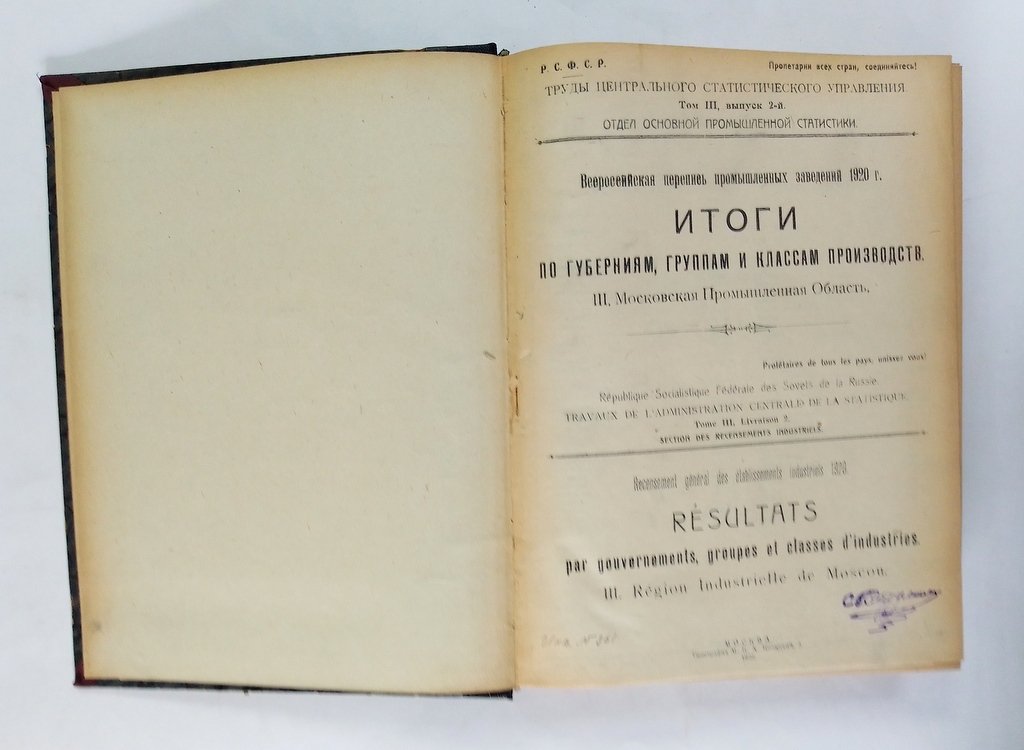 Всероссийская перепись промышленных заведений 1920 г.