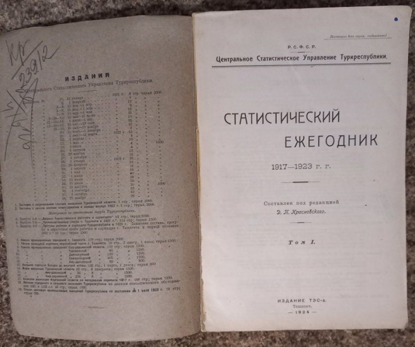 Труды Центрального Статистического Управления. Статистический ежегодник 1917-1923 гг.