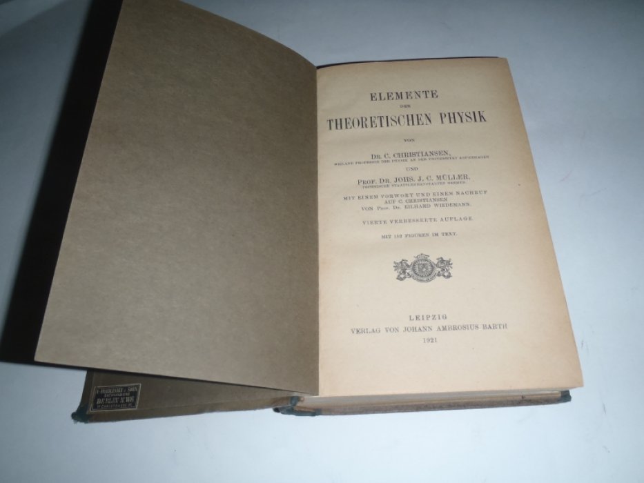 Muller-Christiansen. (Мюллер-Кристиансен). Elemente des Theoretische Physik. (Элементы теоретической физики).
