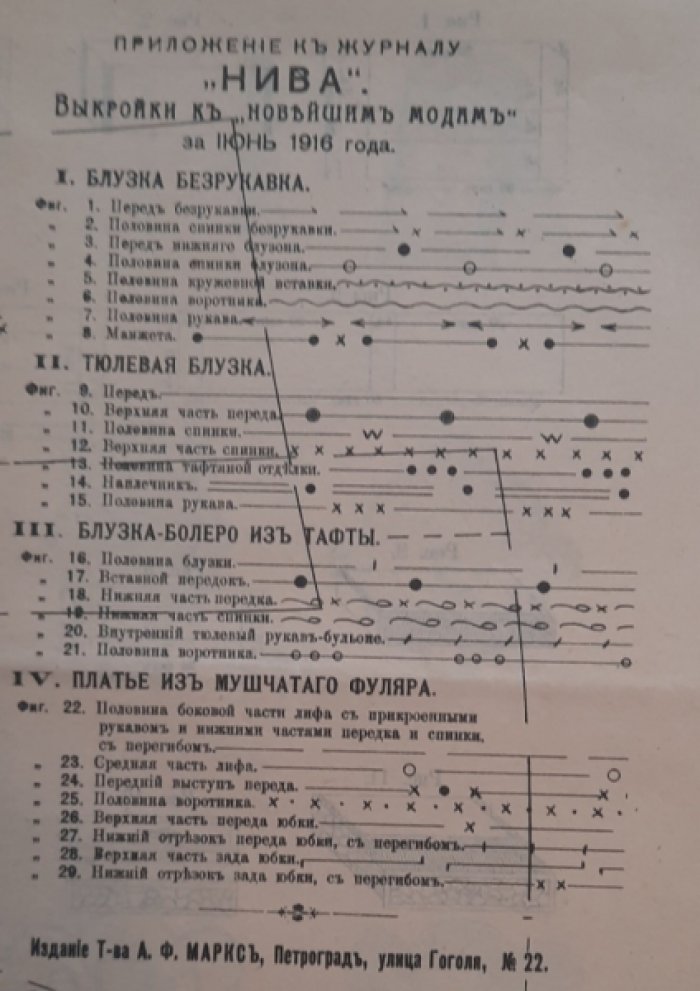 Дамские рукоделия. Приложение к «Новейшим модам» за июнь 1916г. при журнале «Нива».