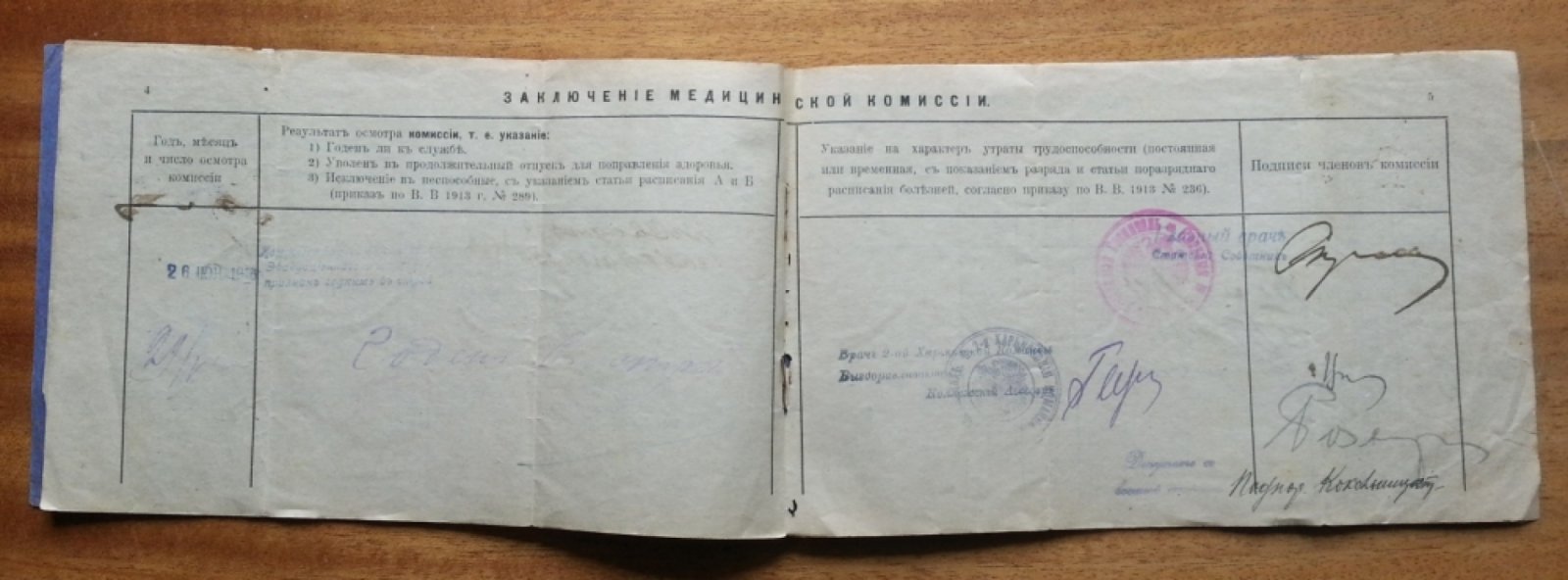 Билет, выдаваемый эвакуированному нижнему чину при поступлении в лечебное заведение.