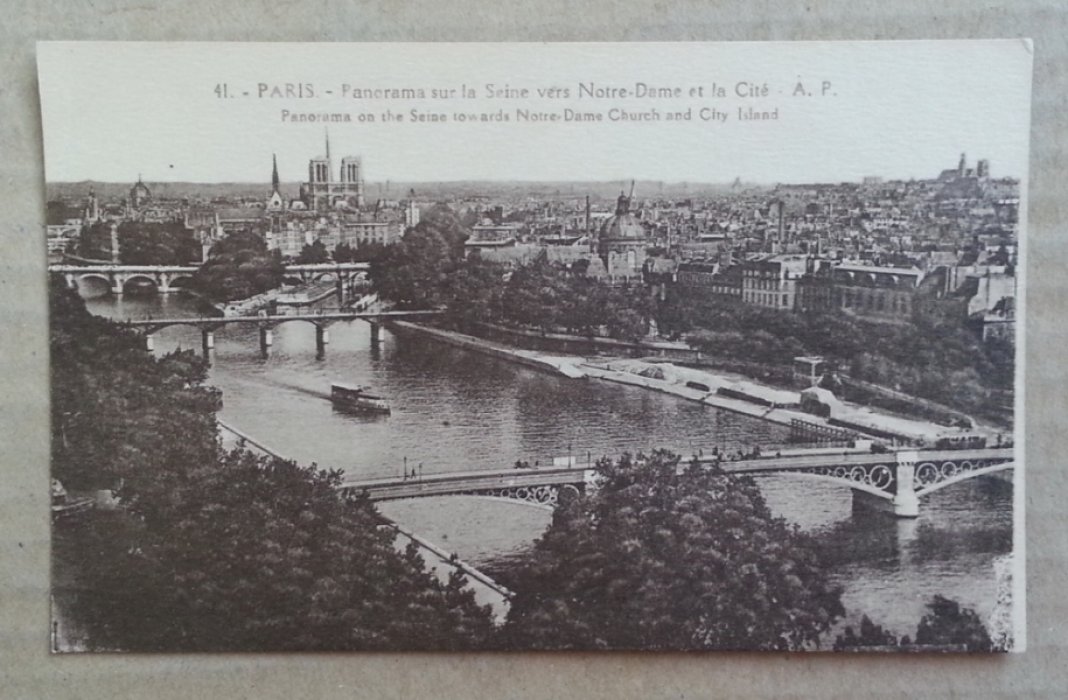 Paris - Panorama sur la Seine vers Notre-Dame ey la Cite - A.P. Открытка