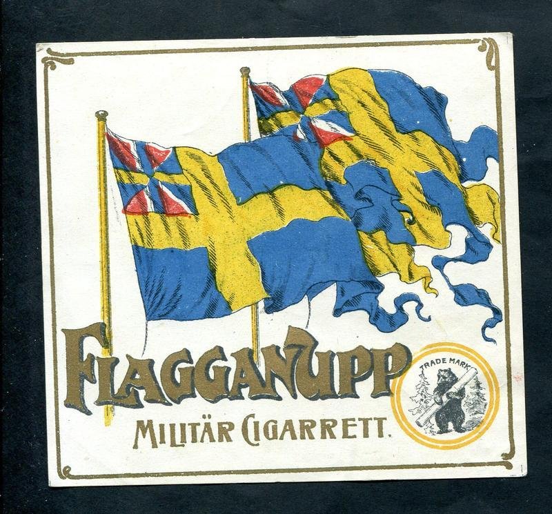 Финляндия. Этикетка. Папиросы военные `FLAGANUPP`