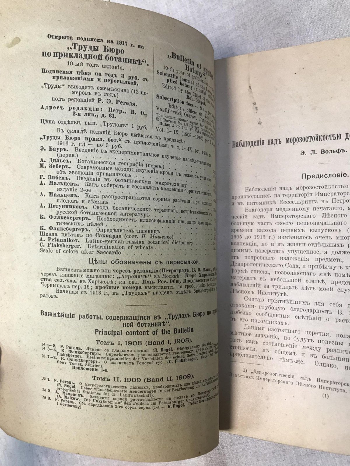 Вольф Э.Л. Наблюдения над морозостойкостью деревянистых растений.