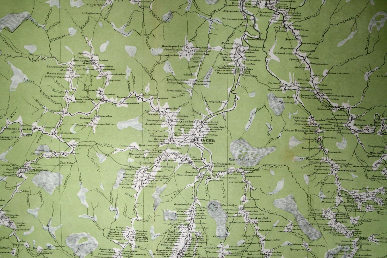 Антикварная карта. Спец. карта Европейской России. Лист 69. Вельск - Шенкурск - р.Сев.Двина. (Архангельская обл.)