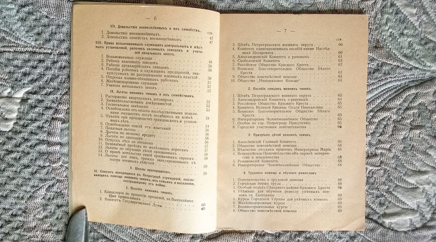 Справочник о пенсиях и пособиях нижним воинским чинам и их семействам.