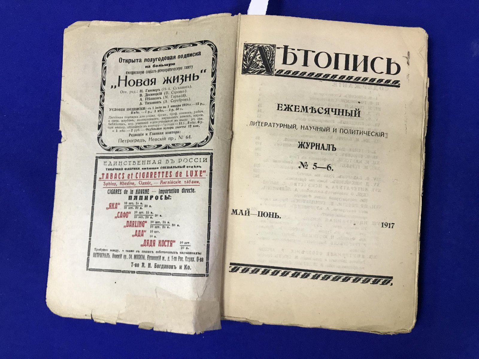 Летопись. Ежемесячный литературный, научный и политический журнал. № 5 - 6, 1917