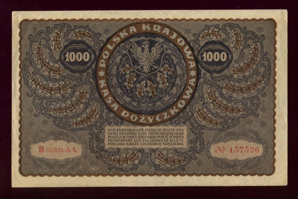 Бона. 1000 марок 1919 г. Польша