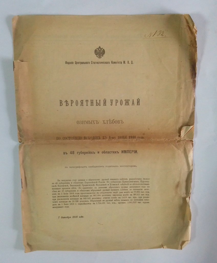 Вероятный урожай озимых хлебов.