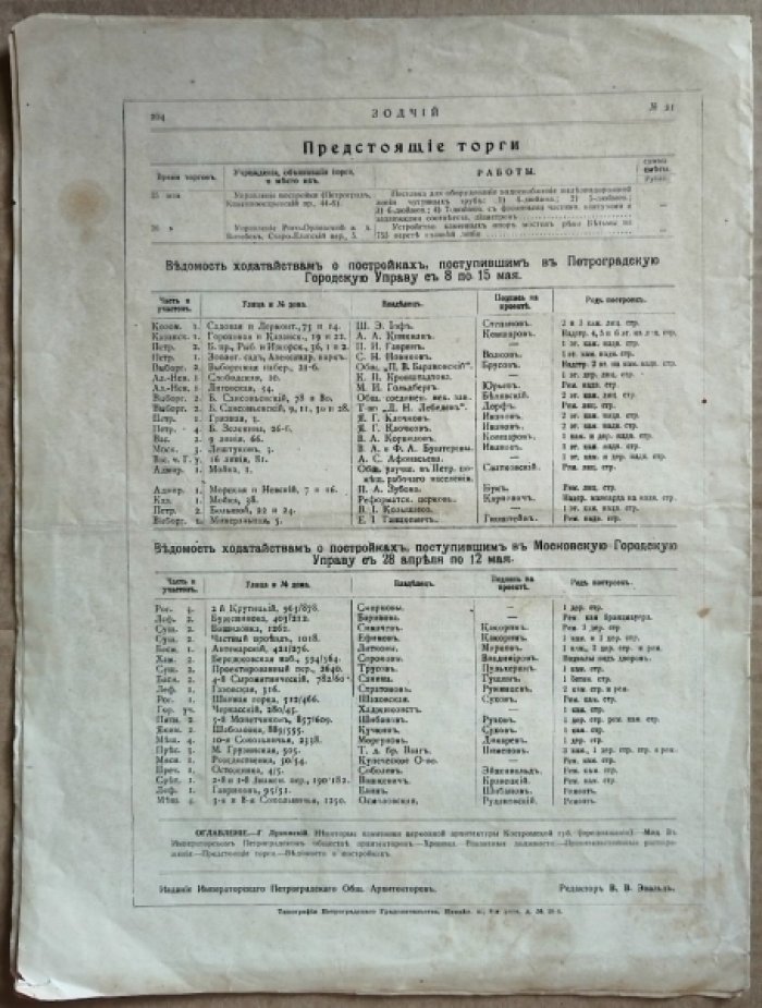 Зодчий. 1916 г. № 21.