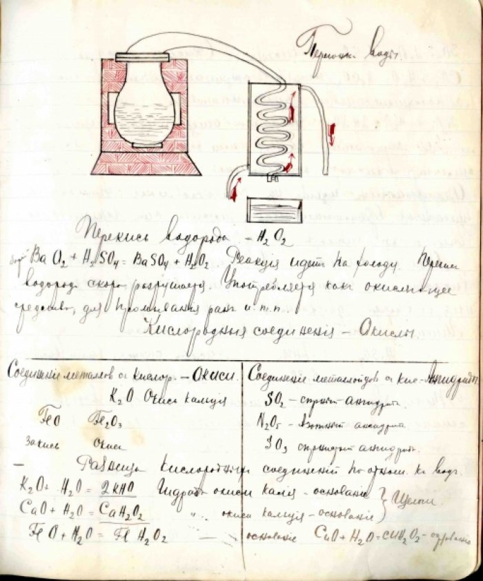Тетрадь. Конспект химии и теоретической механики Слушателя отделения `Сильных токов` 1-х Московских Электрохимических курсов А.М. Перова. Лекции инженера И.Д. Власова