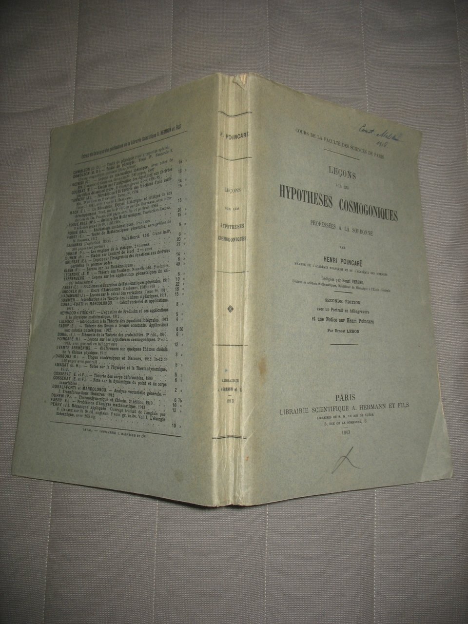 Poincare Henri./ Пуанкаре А. Lecons sur les hypotheses cosmogoniques./ Уроки по космогоническим гипотезам.