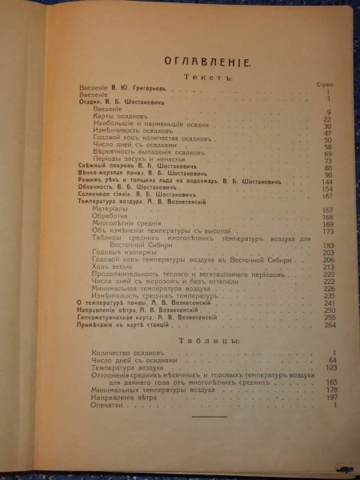 Вознесенский А.В., Шостакович В.Б. Основные данные для изучения климата Восточной Сибири. Материалы для изучения климата Енисейской губернии.