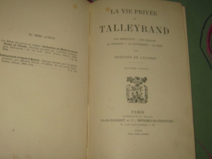 de Lacombe Bernard (Бернар де Лакомб). La Vie Privee de Talleyrand (Личная жизнь Талейрана).