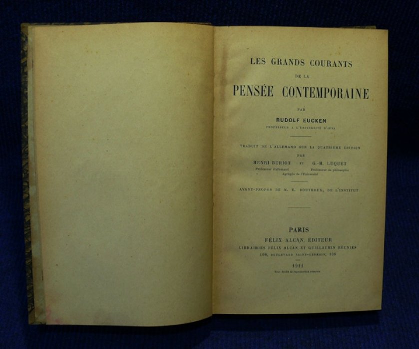 Eucken Rudolf. Les grands courants de la pensee contemporaine. (Великие течения современного мышленя).