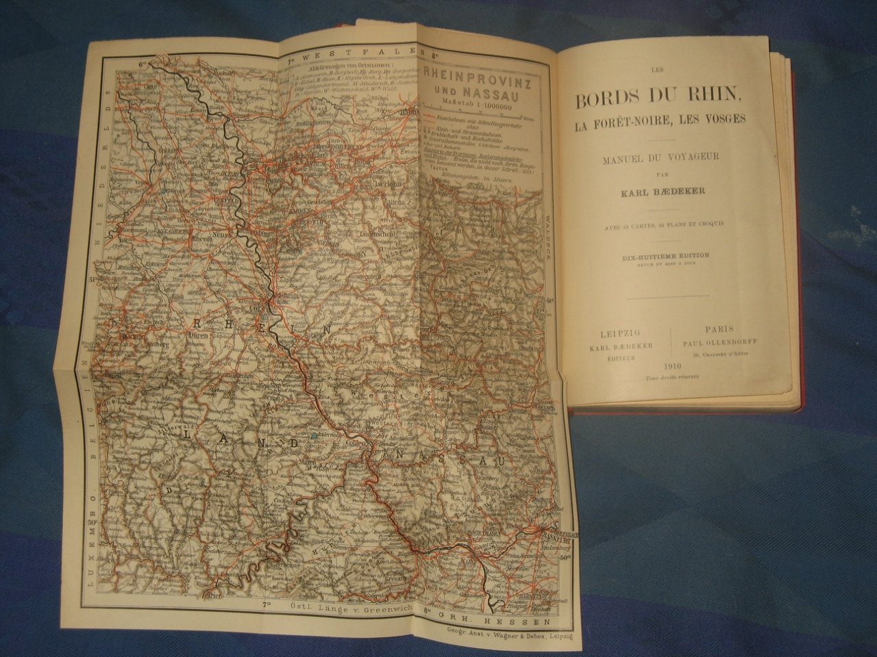 Baedeker Karl. Bords du Rhin. Manuel du voyageur. / Берега Рейна. Путеводитель для туристов.