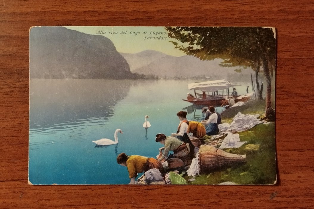 All riva del Largo di Lugano. Lavandaie. Открытка