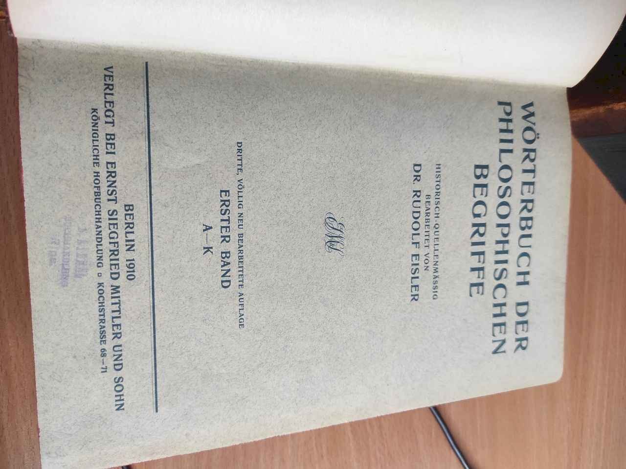 Eisler Rudolf. Worterbuch der philosophischen begriffe. В трех томах.