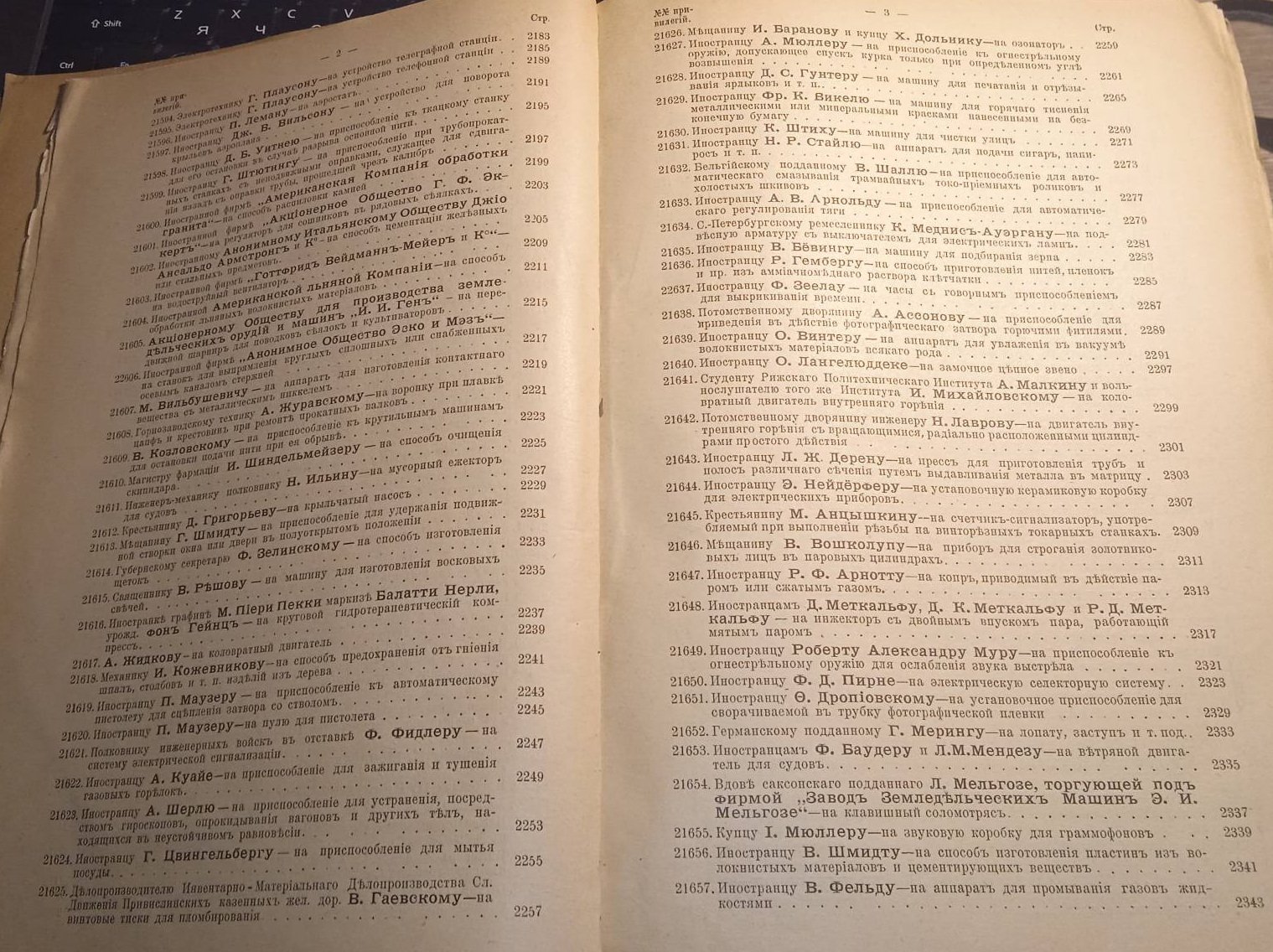 Свод привилегий выданных в России. 1912 г. Выпуск V. Привилегии № 21568-21755.
