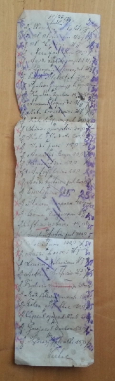 Рукописный торгово-складской счет (для внутренного пользования) от 27 декабря 1913 года.