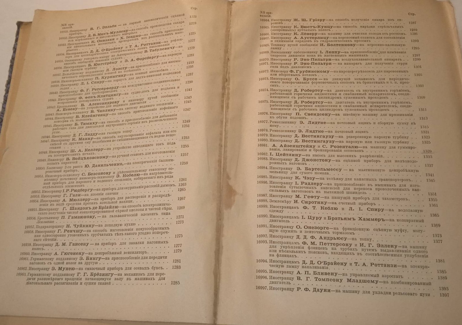 Свод привилегий выданных в России. 1910 г. Выпуск III. Привилегии № 16902-17061.