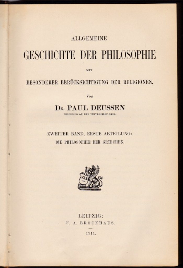 Deussen P. Allgemeine Geschichte der Philosophie mit besonderer Berucksichtigung der Religionen. Bd. 2, 1.